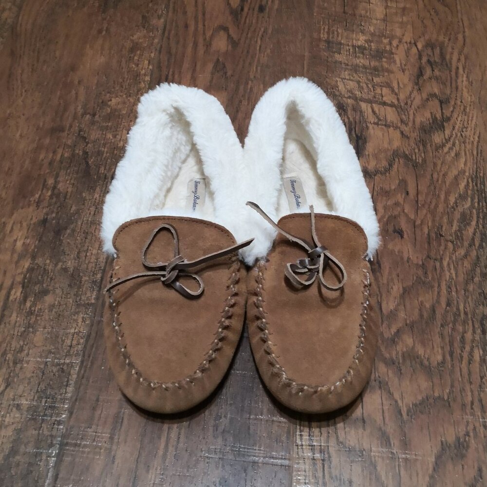 Tommy Bahama‎ Foldover Suede Brown Slippers Size 6